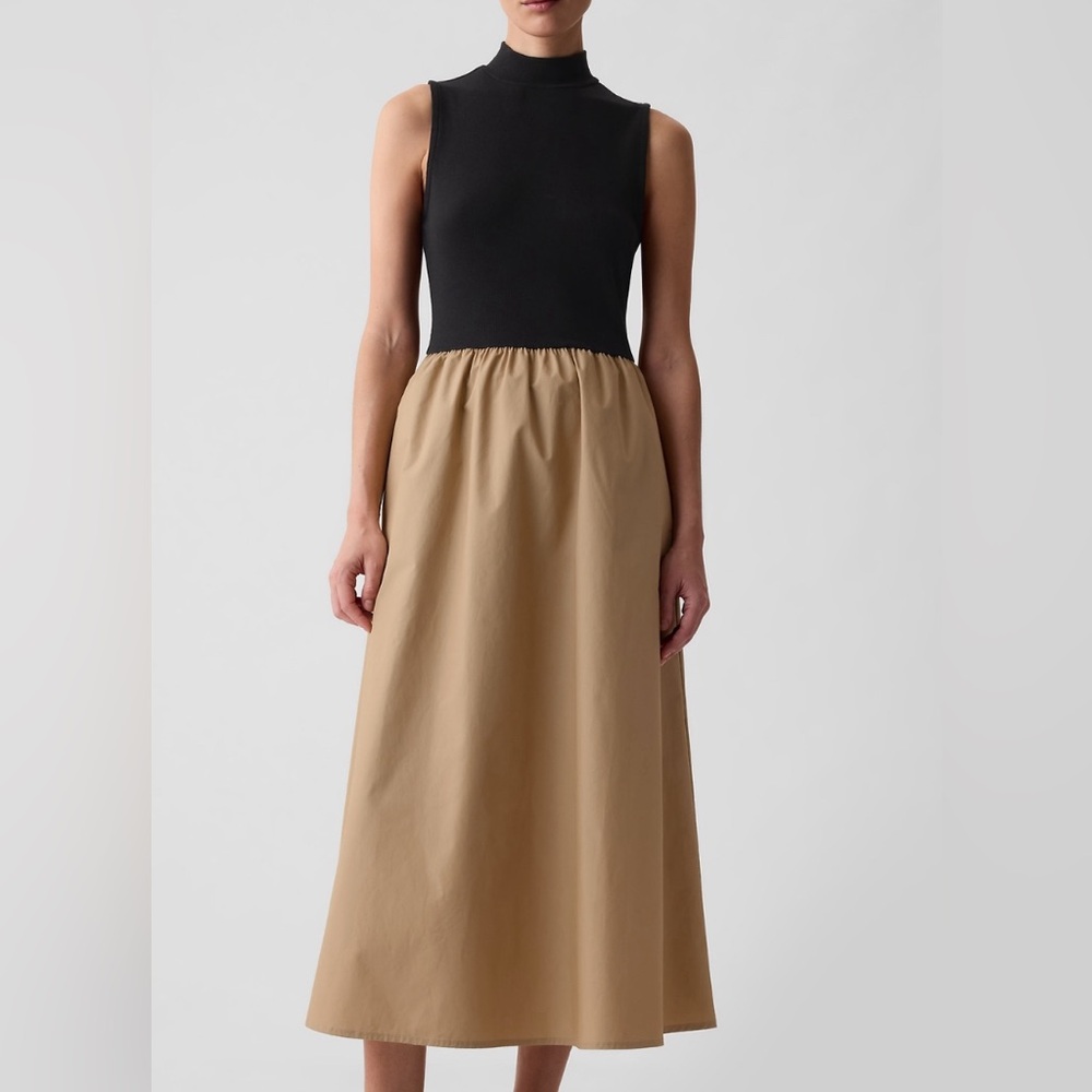 New Gap Color Block Mixed Media Midi Dress